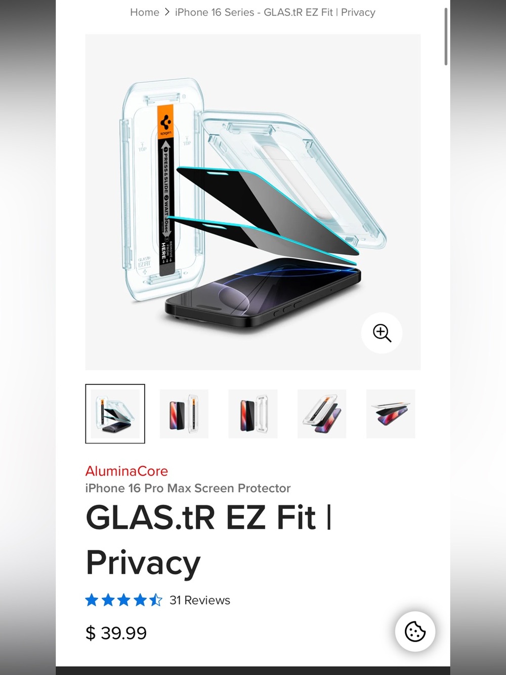 NIB Spigen iPhone 16 Pro Max Screen Protector GLAS.tR EZ